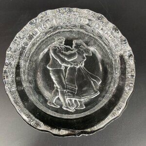 Kosta Boda Rhapsody Ashtray Clear Textured Glass With Dancing Couple Design
